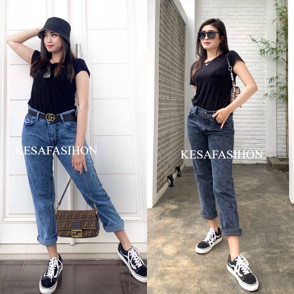 HARGA PROMO!! CELANA BOYFRIEND SNOW BLUE / BLACK ACID CEWEK WANITA CELANA HIGHWAIST SNOW WANITA CEWEK BISA COD BOYFRIEND JEANS WANITA KEKINIAN CELANA JEANS WANITA