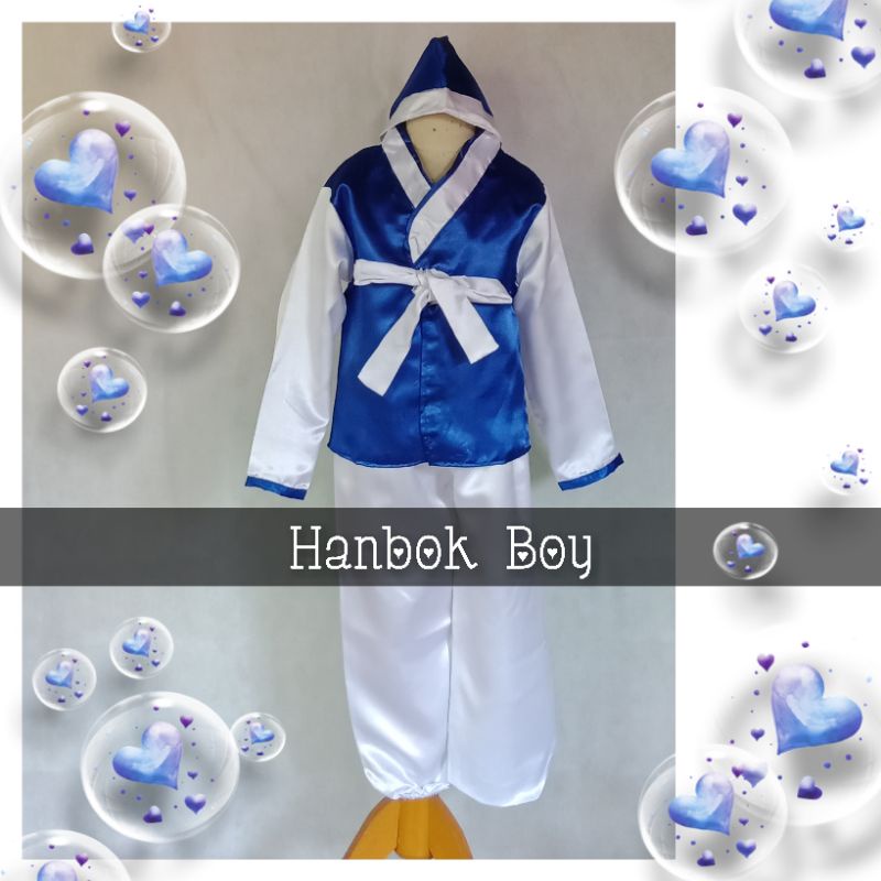 Baju Kostum Hanbok Biru Boy/Hanbok Biru Pria Dewasa/Baju Negara Korea