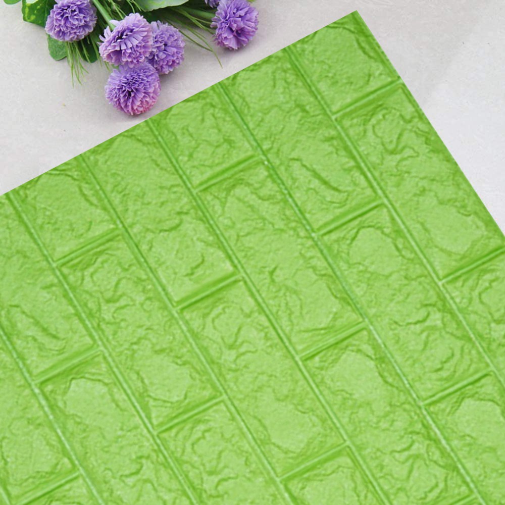 WALLPAPER BATU BATA 3D FOAM PANEL WALLFOAM 70X77 CM·HIGH QUALITY STIKER DINDING KERTAS DINDING BATA-hijau muda/tosca