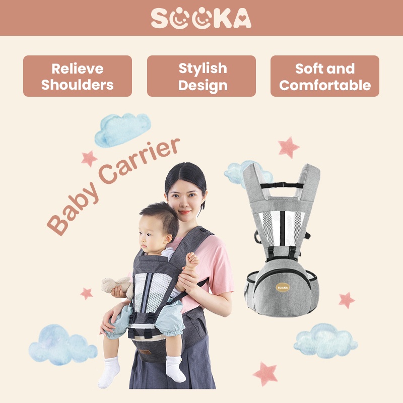 SOOKA Gendongan Bayi Depan Hipseat Untuk Bayi 0-36 Bulan / Gendongan Bayi Berbagai Macam Cara Gendong Baby Carrier Ransel Multifungsi Perlengkapan Bayi SK-EDB1064