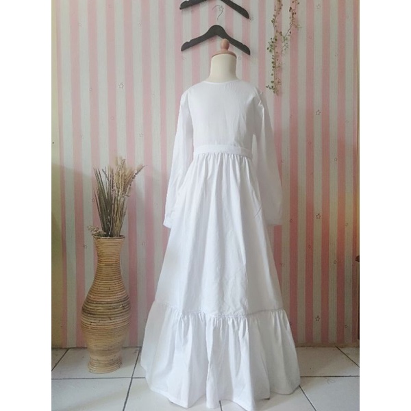 Gamis Anak Tanggung Dewasa Gamis Putih Polos Katun Jepang
