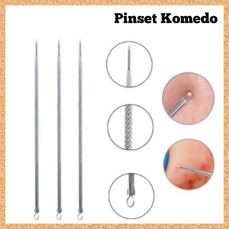 Pinset Komedo 2in1 Alat Pencetan Jerawat Pembersih Jerawat Komedo Blackhead Jarum Facial