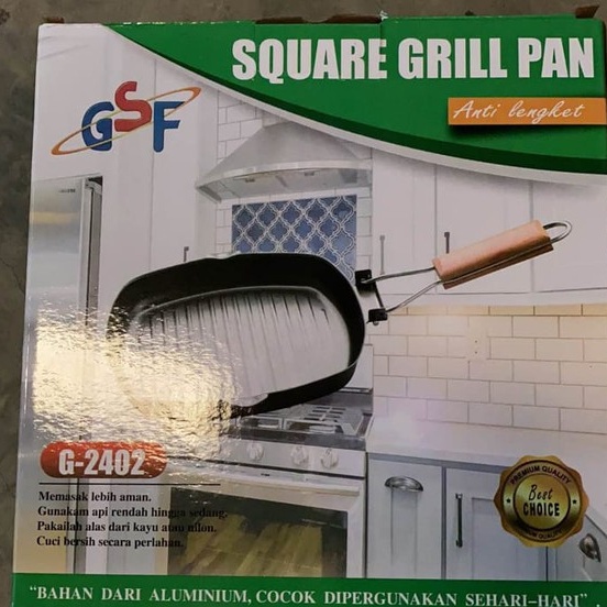 SQUARE GRILL PAN GSF G 2402 PANCI TATAKAN GRILL PANGGANGAN BBQ / SQUARE GRILL PAN GSF G 2402 PANCI TATAKAN GRILL PANGGANGAN BBQ / TEFLON WAJAN FRYPAN ANTI LENGKET LIPAT GSF G 2402 / GSF G-2402 / GSF 2402