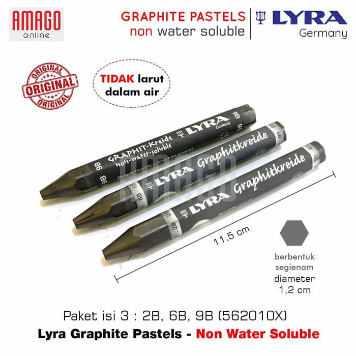 LYRA GRAPHITE PASTELS - NON-WATER SOLUBLE - PAKET ISI 3 - 2B/6B/9B - L562010X