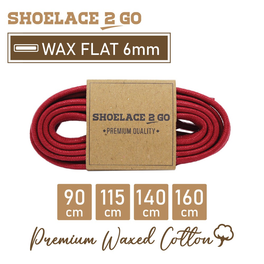 SHOELACE 2 GO PREMIUM TALI SEPATU LILIN WAX GEPENG PIPIH FLAT - WF6 - F1 - RED CHERRY - 6MM