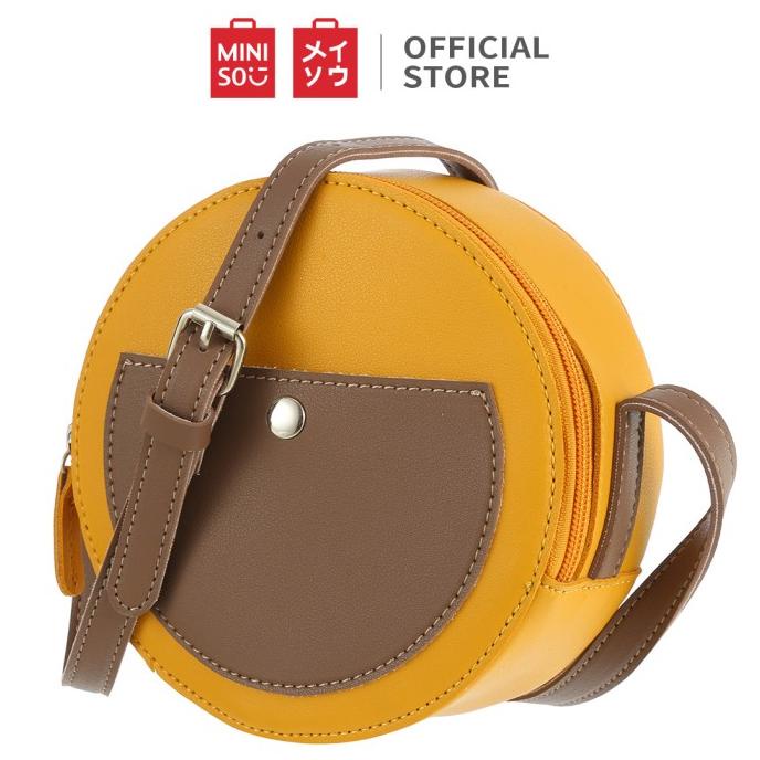 MINISO Tas Selempang Wanita Sling Bag Bulat Vintage - Kuning