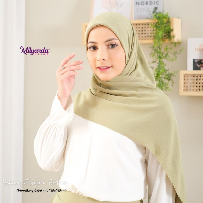 kerudung segi empat syari air flow original terbaru milyarda hijab