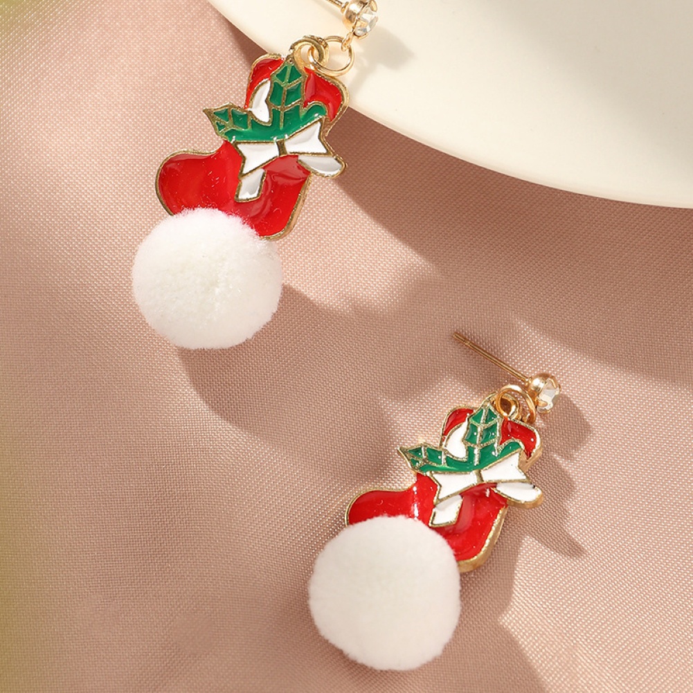 Hu Hu Hu Hu Hu Alat Bantu Pasang Kacamata♡ Anting Tusuk Gantung Desain Bola Bulusnowflakesinterklas Tema Natal Untuk Wanita