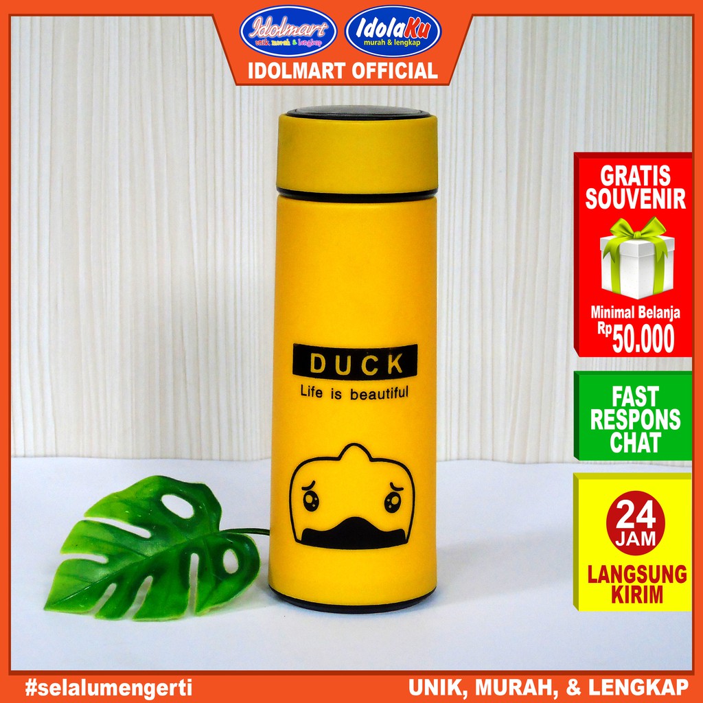 IDOLAKU Botol Minum Kaca Animal lucu 450ml/ Beling Cover Plastik /Original 60up