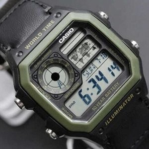 Casio Original AE-1200WHB-1B / AE1200WHB-1B Jam Tangan Pria - Digital - Canvas - Hitam