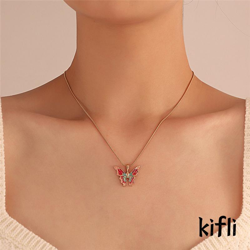 Kalung Rantai Adjustable Dengan Liontin Kupu-Kupu Untuk Wanita