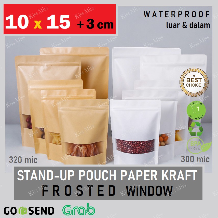 FROSTED KRAFT - 10x15cm - STANDING POUCH Ziplock - WATERPROOF - Kemasan Bubuk  - Biji - Bumbu