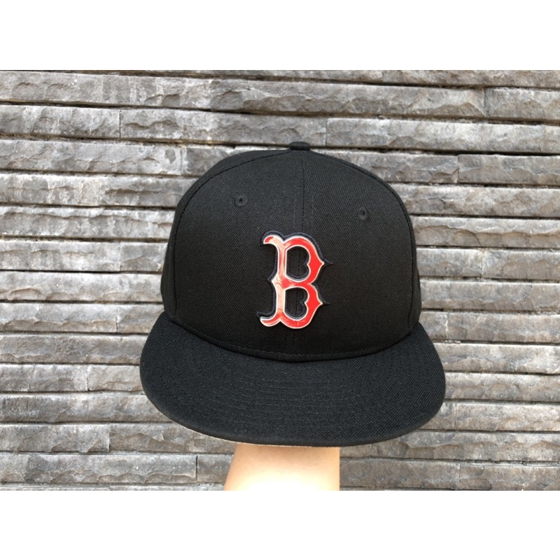 Topi Snapback New Era Cap Original Boston Red Sox MLB Black Red Metal Thread