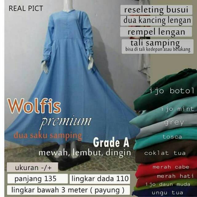 (Grosir Murah!) gamis wolpeach mat wolfis