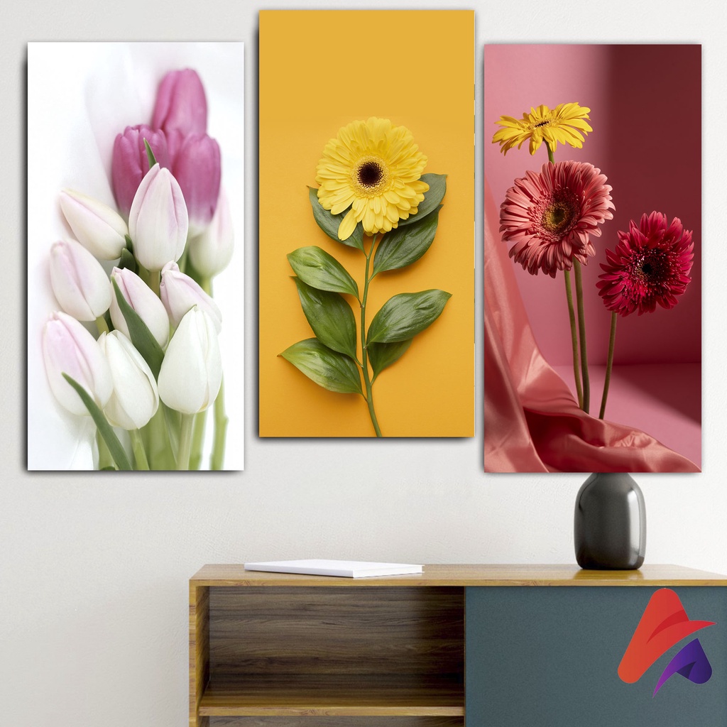 HIASAN DINDING TULIP 15X30 CM UKURAN BESAR KAMAR DEKORASI RUMAH WALL DECOR RUANG TAMU BUNGA TULIP