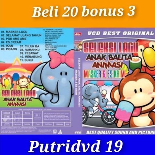 KASET LAGU VCD SELEKSI LAGU ANAK BALITA ANIMASI TERLARIS MASKER -ES CRIME