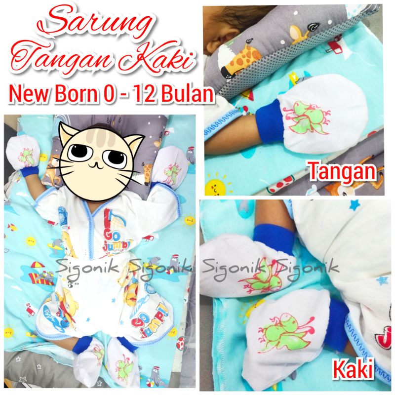 1 Set Sarung Tangan + Kaki Bayi 1 - 12 Bulan Warna / Putih