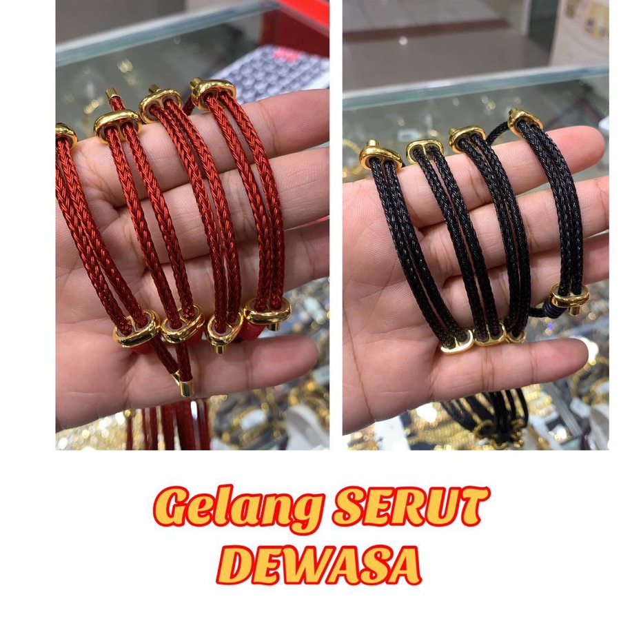 Gelang Tali Klik , Gelang Tali serut   DEWASA ANAK (TANPA INISIAL) + 2 karet pembatas / stoper