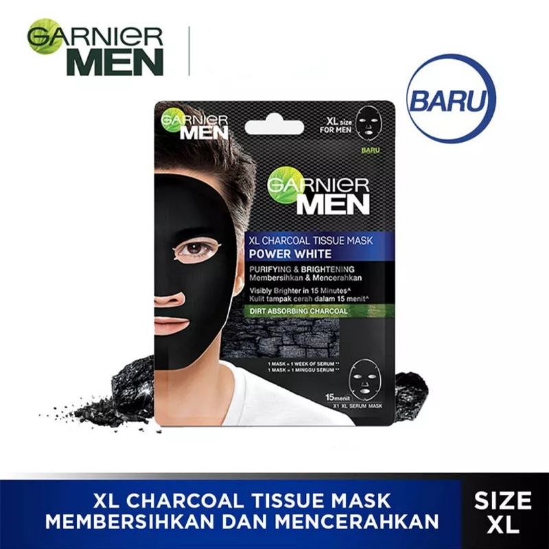 garnier men power white sheet mask masker pria