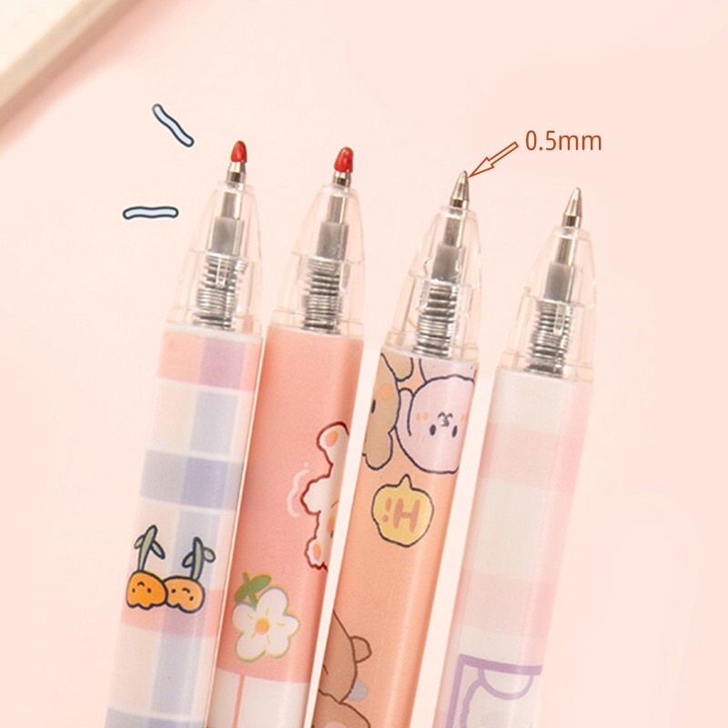 1 Buah Pen Gel Fancy Retractable Black Refill Cute Animals Girls Aesthetic Kawaii Japanese Lovely Pink Style Kiyowo Pulpen Minimalis Tinta Hitam Mekanik Unik Lucu Gaya Korea Karakter Kartun Anak Perempuan Hewan Peliharaan Pelajar Viral Estetik Bunny Bear