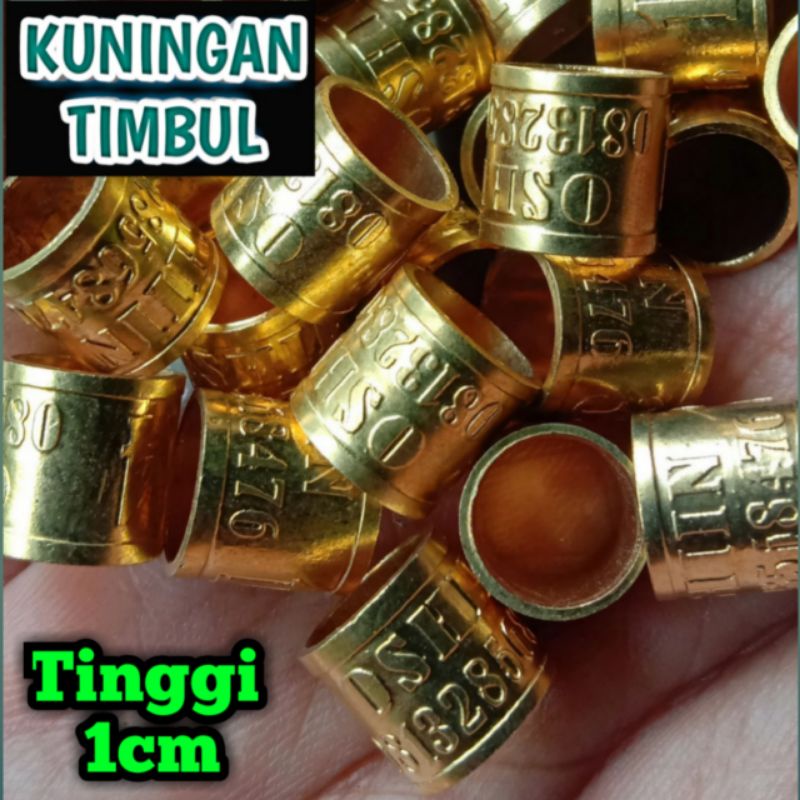 20 BIJI RING MERPATI KUNINGAN TIMBUL 1CM/CINCIN MERPATI TIMBUL/GELANG KAKI MERPATI/RING MERPATI KOLO