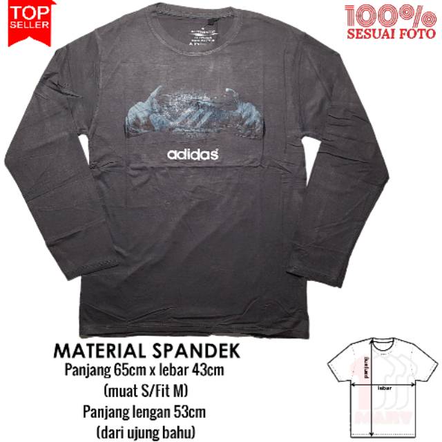 Kaos Lengan Panjang Long Sleeve Shirt Warna Abu Motif Sepatu Adidas