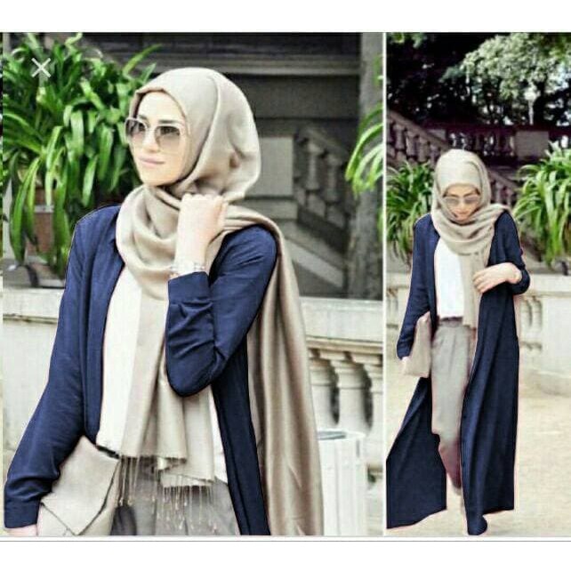 pakaian Gaun muslim ibu islami aop d setelan st hj CONSINA NAVY / baju muslim wanita celana cardi un