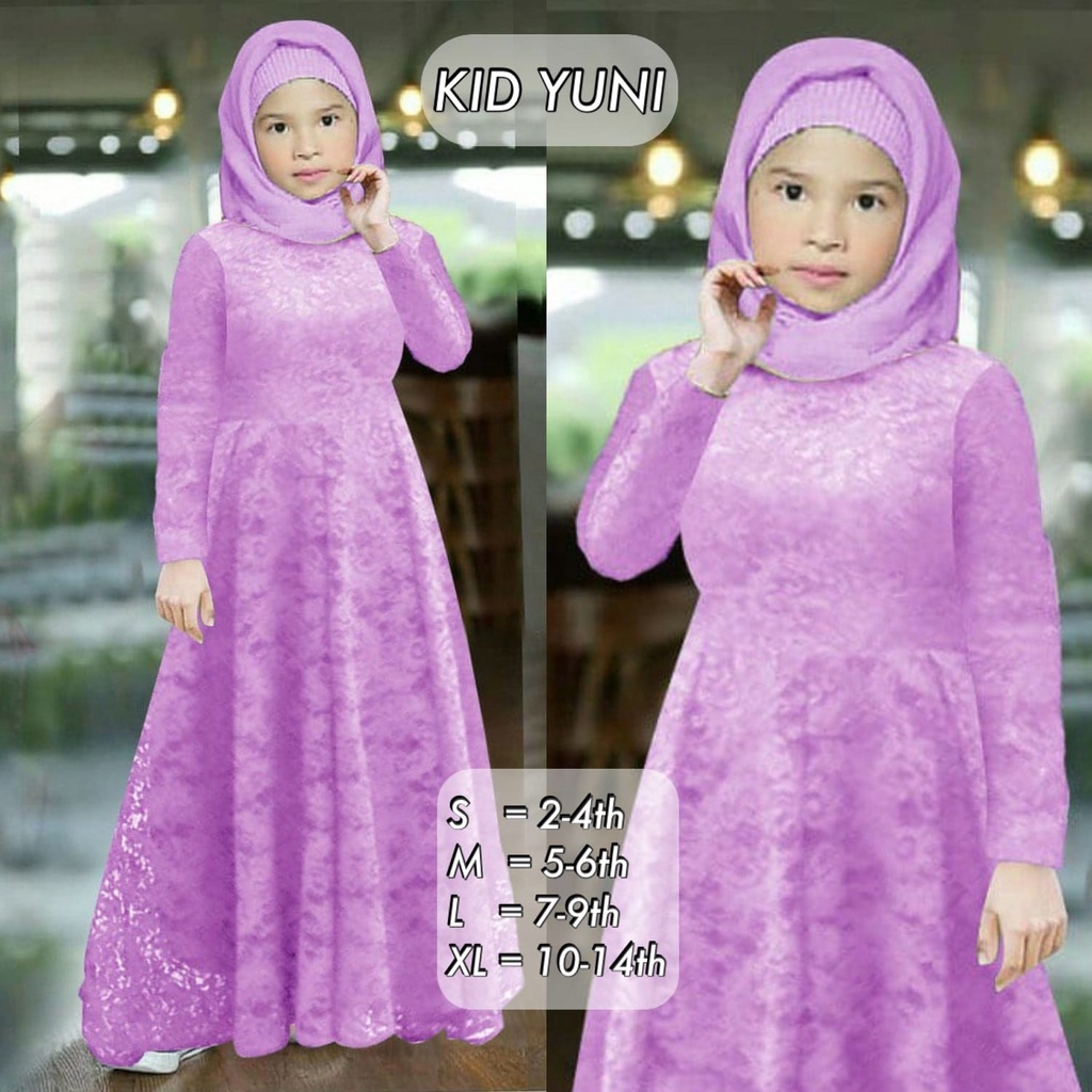 mx KID YUNI 4ukuran S M L XL / BRUKAT ANAK WANITA IMPORT TERLARIS / BAJU PESTA