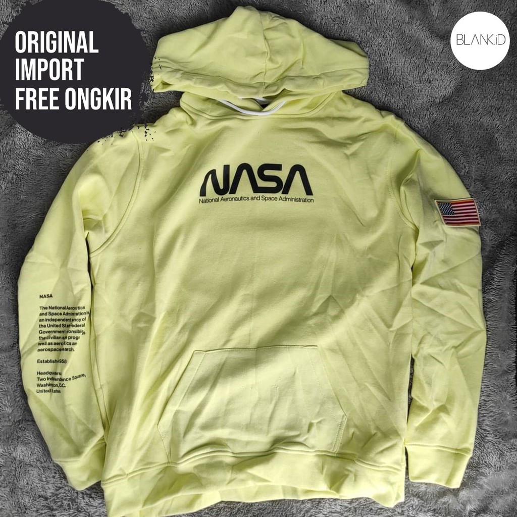 HOODIE HnM NASA USA LIGHT GREEN ORIGINAL - HOODIE H&M ORIGINAL - JAKET HnM - HOODIE HnM - BLANKID