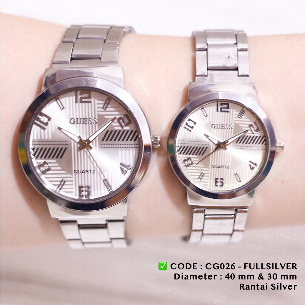 Jam tangan couple guess rantai stailess harga sepasang CG029