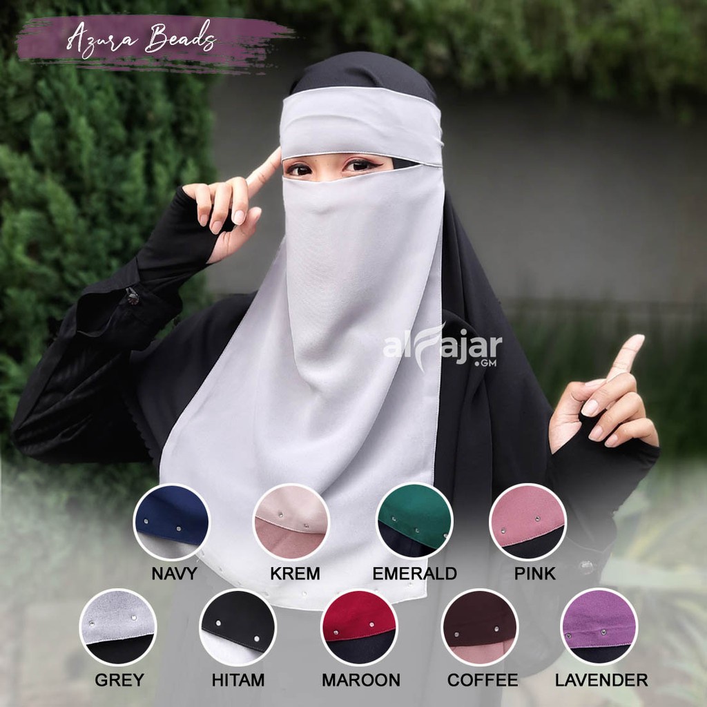 CADAR NIQOB BANDANA Azura Beads Dua Layer by Alfajar