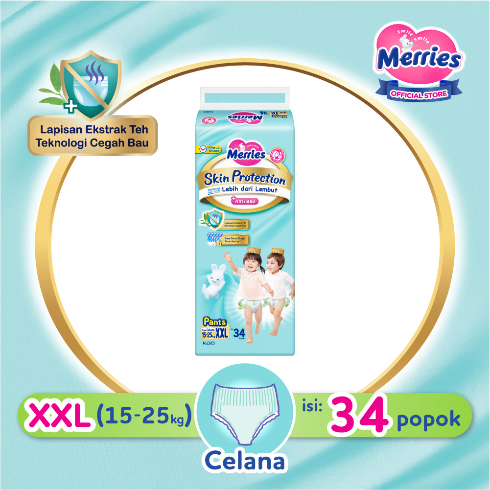 Merries Skin Protection Popok Perlengkapan Bayi Anti Bau Tipe Celana (15-25)kg XXL34