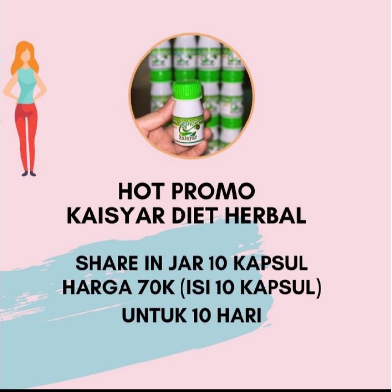 JAMU DIET HERBAL KAISYAR SHARE IN JAR 10 Kapsul (Free gift) BPOM :TR213358271