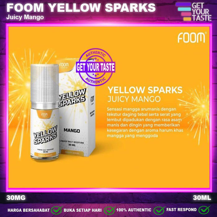 Liquid Foom Yellow Sparks 30ML Juicy Mango Fruity Series by Foom Lab