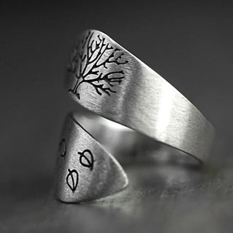 Fancyqube Fancycube Cincin Bentuk Daun Spiral Warna Silver Untuk Pria Dan Wanita