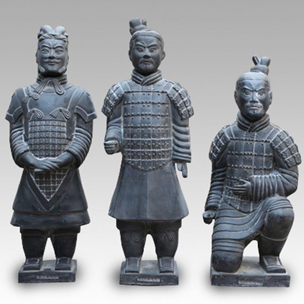 Needway   Terracotta Warriors Qin Shi Huang Miniatur Fitur Kuda Ornamen Dekorasi Ruang Tamu China Imitasi Antik Gaya Cina Kerajinan Terracotta Rumah Patung Tentara