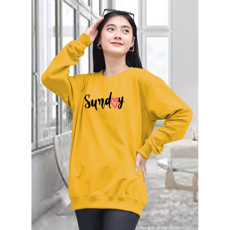 Kaos Lengan Panjang SUNDAY/ Kaos Sweatshirt / Atasan Wanita / Atasan Wanita Lengan Panjang / Atasan Import / Kaos Wanita Blus