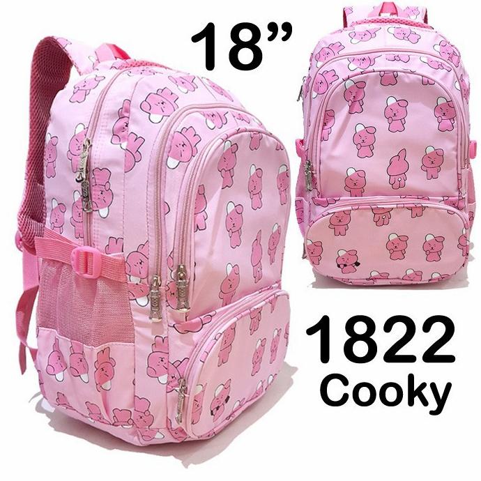 TAS SD BT21 BTS KPOP ANAK PEREMPUAN IMPORT TAS BESAR SEKOLAH WANITA - cooky pink