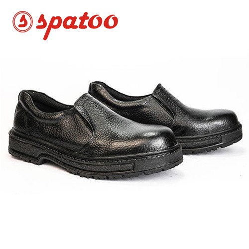 Sepatu Safety Pendek Warna Hitam Tipe Kulit Jeruk Bahan Kulit Sapi Asli Safety Elastis