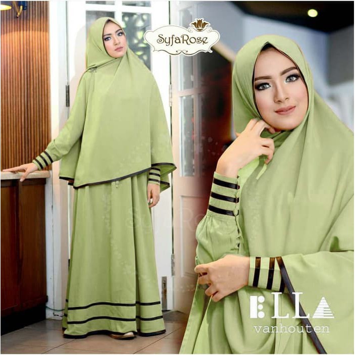 (Promo) Set Syari Putih Polos MAXMARA [syfarose syari green NI] gamis muslim wanita jersey hijau