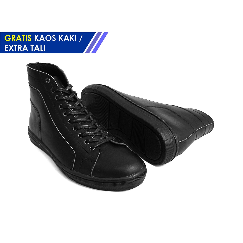 Sepatu Sneakers Pria Kulit AKEEL POLARIS Hitam