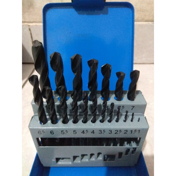 Mata bor besi set 19 pcs HSS 1-10 mm