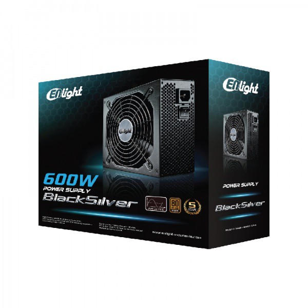 PSU ENLIGHT 600W BLACKSILVER 80+ BRONZE Support Dual Processor GARANSI 5 TAHUN