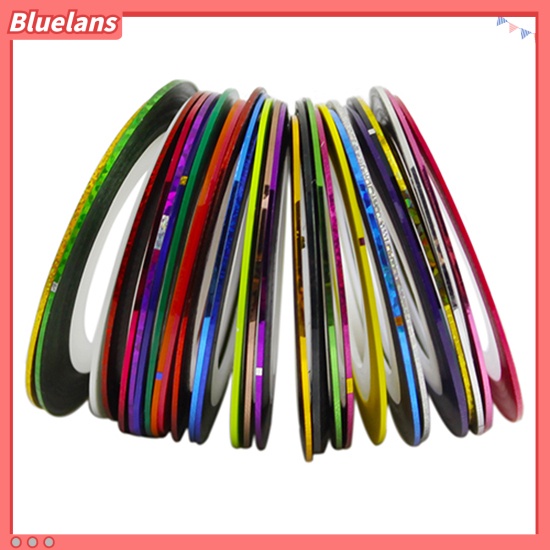 Bluelans 30 Pcs Stiker Tape Garis Warna Campur Untuk Dekorasi Nail Art