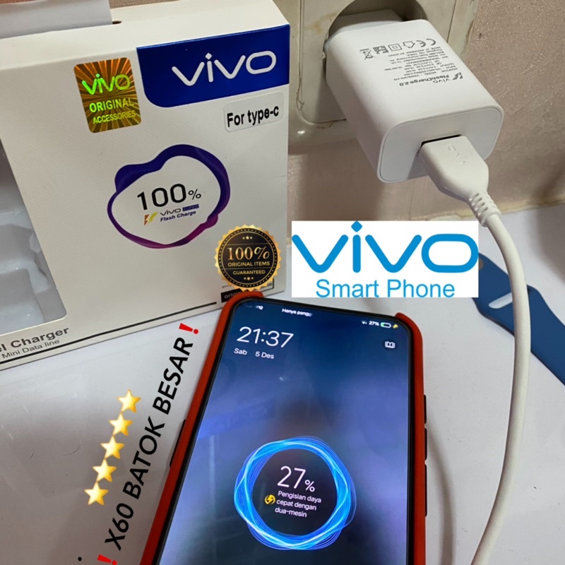 PROMO CHARGER VIVO X60 BATOK BESAR FAST DUAL ENGINE NEW READY MICRO / TYPE C