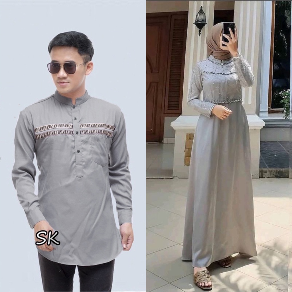 PRODUK TERBARU - BAJU COUPLE MUSLIM - BAJU KOKO COUPLE LEBARAN - COUPLE GAMIS BRUKAT - OUTFIT LEBARAN PASANGAN KEKINIAN - COUPE GAMIS BROKAT MODERN