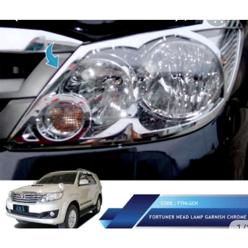 Garnish lampu depan Chrome Fortuner 2008-2010