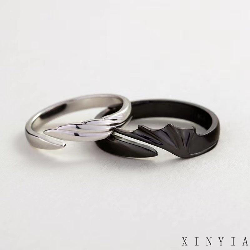 Cincin Couple Adjustable Sayap Malaikat Iblis Untuk Pasangan Rings