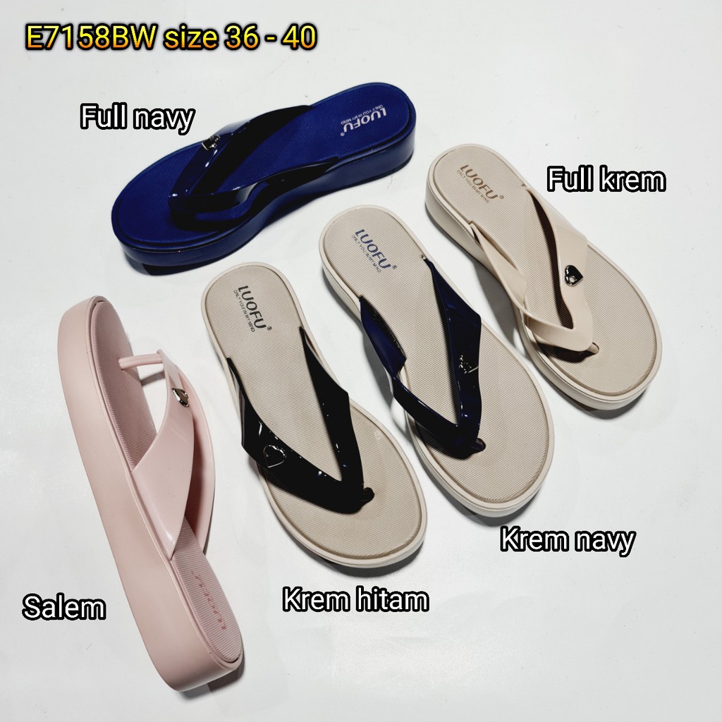 jelly sandal wanita jepit luofu karet import japit cewek E7158BW