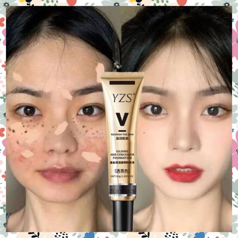 YZS Original Gilding And Concealer Liquid Foundation Moisturizing Waterproof BB Cream Lightening High Coverage Tahan Lama Terlaris 30g